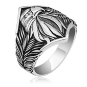 Kartal Başı Motifli Taşsız 925 Gümüş Erkek Yüzük thumbnail 2