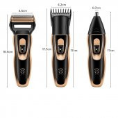 3lü Set Saç Sakal Kesme Burun Kılı Alma 3 in 1 Tıraş Makinesi Erkek Bakım Seti thumbnail 2