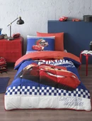 Özdilek Lastikli Çarşaflı Lisanslı Tek Kişilik Çocuk Uyku Seti-Şimşek Mcq Cars Cyber Mavi - 1