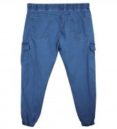 Kargo Cepli Büyük Beden Kot Jogger Pantolon Gök Mavisi - 3