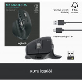 Logitech MX Master 3S Performance Kablosuz Bluetooth Mouse, 8.000 DPI, Sessiz, Ergonomik, Siyah 910 006559 - 2