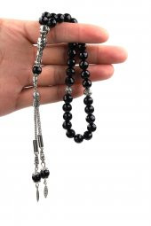 Oniks Doğal Taş Tesbih 8 mm Fasetli Küre Kesim - 1