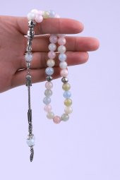 Akuamarin - Morganit - Heliodor Doğal Taş Tesbih 8 mm Küre Kesim - 1