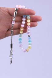 Renkli Selenit Doğal Taş Tesbih 8 mm Küre Kesim - 1