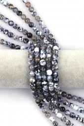 Siyah - Beyaz Akik Doğal Taş Dizi 8 mm Fasetli Küre Kesim thumbnail 1