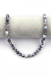 Siyah - Beyaz Akik Doğal Taş Dizi 8 mm Fasetli Küre Kesim thumbnail 2