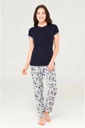 Mod Collection 3699 Kadın 3 Düğmeli Pijama Takım - 1