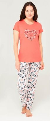 Mod Collection 3708 Kadın Yuvarlak Yaka Kısa Kollu Pijama Takımı - 1
