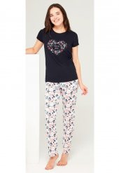 Mod Collection 3708 Kadın Yuvarlak Yaka Kısa Kollu Pijama Takımı - 2