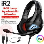Coofbe RGB Işıklı Ultra Hassas 2 Metre Kablolu Mikrofonlu Oyuncu Kulaklığı, Profesyonel Kulaklık - 2
