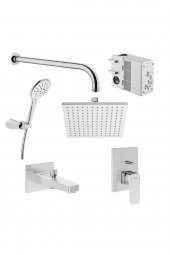 Artema A49280 Root Square 6 Parça Krom Ankastre Duş Seti - 1