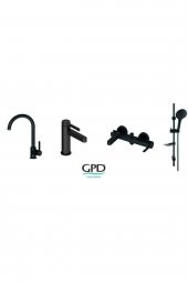 GPD Gildo Siyah Armatür Musluk Batarya Banyo Seti Mlb165-s Mbb165-s Mte165-s Dst57-s - 1