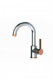 GPD Gildo Mtl165-k-r Tek Gövde Lavabo Bataryası Krom - Rose Gold - 1