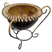 Hindistan Cevizi Şekerlik Spiral Coconut Metal Ayaklı Coconat Kase No.1 - 1