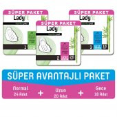 Ladyfit Bambu Süper Avantajlı Paket Normal+Uzun+Gece Ped 62 Adet - 1