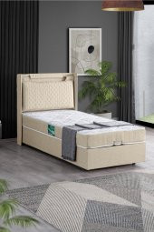 Setay Zagreb Tek Kişilik Baza Başlık Comfort Yatak Seti, Krem - 1