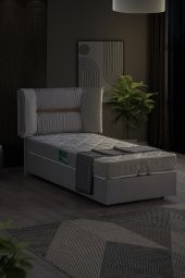 Setay Lizbon Tek Kişilik Baza Başlık Comfort Yatak Seti, Açık Gri - 2