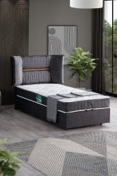 Setay Lizbon Tek Kişilik Baza Başlık Comfort Yatak Seti, Antrasit - 1