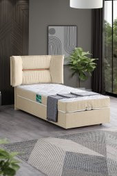 Setay Lizbon Tek Kişilik Baza Başlık Comfort Yatak Seti, Krem thumbnail 1