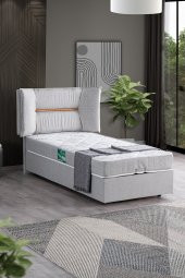 Setay Lizbon Tek Kişilik Baza Başlık Comfort Yatak Seti, Açık Gri - 1