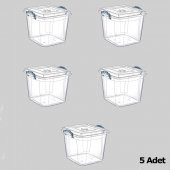 Polytime Şeffaf Kilitli Mutfak Eşya Gıda Saklama Düzenleme Kabı Kutusu - Kare - 4 Litre - 5 Adet - 2