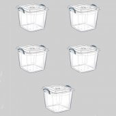 Polytime Kilitli Mutfak Gıda Eşya Saklama Düzenleme Kabı Kutusu - Şeffaf - Kare - 2.5 Litre - 5 Adet thumbnail 1