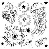 Jellyfish Geçici Dövme,Geçici Tattoo ,Vücut Dövme,Kol Bilek Dövme,Boyun Dövme,Sırt Dövme - 2
