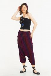 Kırçiçeği Desenli Bağcıklı Kapri Şalvar Pantolon - 4