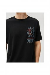 3sam10047hk 999 Siyah Erkek Pamuk Jersey Kısa Kollu O Yaka T-shirt - 4