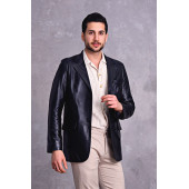 Hakiki deri blazer klasik ceket punto dikişli - 2