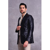 Hakiki deri blazer klasik ceket punto dikişli - 4