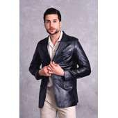 Hakiki deri blazer klasik ceket punto dikişli - 6
