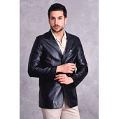 Hakiki deri blazer klasik ceket punto dikişli - 9