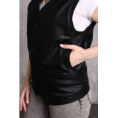 Hakiki deri bayan yelek yandan cepli - 7