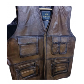 HAKİKİ DERİ AVCI YELEĞİ KARARTMALI KAHVE - 1