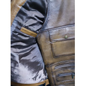 HAKİKİ DERİ AVCI YELEĞİ KARARTMALI KAHVE - 3