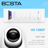 2MP Kablosuz Güvenlik Kamerası 1080P Hareket Sensörlü 360 derece KD-1614 - 2