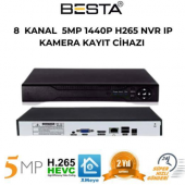 Besta 5 MP 1440P 9 Kanal H265 NVR Ip Kamera Kayıt Cihazı KD-5108 - 1