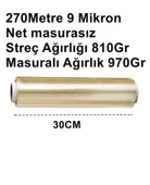 Streç Film Gıda Köpük Kabak Streci 30cmX270mt Tam Metraj 9 Mikron - 4