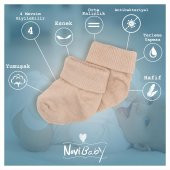 Novibaby 2li Bambu Bebek Çorap I Ecru I 0-6 ay I Ekru Yenidoğan Bebek Çorabı - 3