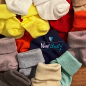Novibaby 2li Bambu Bebek Çorap I Ecru I 0-6 ay I Ekru Yenidoğan Bebek Çorabı - 4