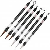 Valkyrie 6 Adet Su Hazneli Pistonlu Kaligrafi Boya Fırça Seti Suluboya Kalemi - 1