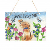 ASILABİLİR BALKON VE BAHÇE SÜSÜ HOŞGELDİN KÖPEKLİ 21X16X1,2CM - 1