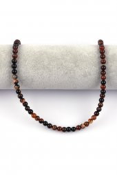 Koyu Kahverengi Akik Doğal Taş Dizi 6 mm Küre Kesim thumbnail 2