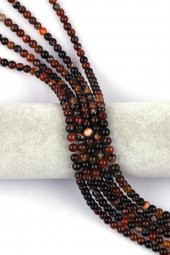 Koyu Kahverengi Akik Doğal Taş Dizi 6 mm Küre Kesim thumbnail 1