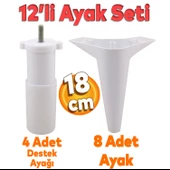Aspen 12'li Set Mobilya Kanepe Koltuk Tv Ünitesi Ayağı Ayakları Destek 18 Cm Beyaz Konsol - 1