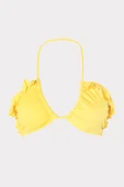 Sarı Volanlı Straplez Tek Üst Bikini - 1