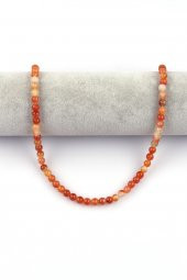 Turuncu Akik Doğal Taş Dizi 6 mm Küre Kesim thumbnail 2