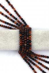 Koyu Kahverengi Akik Doğal Taş Dizi 6 mm Küre Kesim thumbnail 1