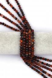 Koyu Kahverengi Akik Doğal Taş Dizi 6 mm Küre Kesim thumbnail 1